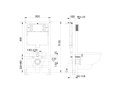 Инсталляция для подвесного унитаза Aquatek Standart 50 INS-0000012, 1130*500*100 мм