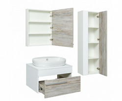 Комплект мебели для ванной Руно Runo ВУДЛАЙН 100 /подвесная/ с умывальником Infinity 65