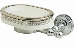 DUBAI / MIRELLA Мыльница настенная, керамика белая/swarovski/дек.платина/хром