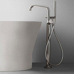 Agape Square Напольный смеситель для ванны, с ручным душем и шлангом, цвет: полированная сталь