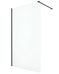 AQ WIW 08020BL Душевая перегородка Walk in с держателем 800x2000 профиль черный, стекло прозрачное