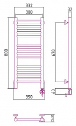 Полотенцесушитель электрический Сунержа Богема 00-0505-8030 80x30 R