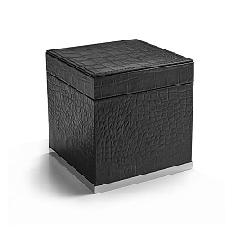 3SC COCCO Коробка с крышкой 14х14хh14см, отделка: черная кожа,цвет: хром2194