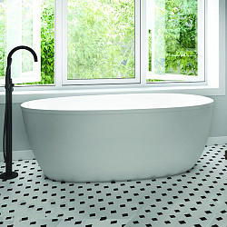 Отдельностоящая ванна из акрила Jacuzzi Persea 150x75x60 см с переливом и сливом, цвет: белый матовый