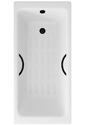 Ванна чугунная Delice Parallel 160х70 с черными матовыми ручками и антискользящим покрытием DLR220504RB-AS