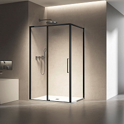 Душевой уголок Слим 8мм (Slim 8mm) VSR-6SL9011CLB, 1100*900, черный, стекло прозрачное