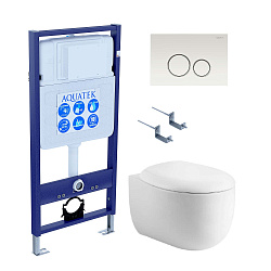 SET AQUATEK АЛЬТАИР-015 4в1 (рама AQUATEK Standard INS-0000012+крепеж KKI-0000002+клавиша KDI-0000015+унитаз АЛЬТАИР AQ1980-00 с тонким сиденьем soft-close)