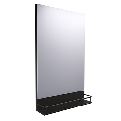 Зеркало "МЕТРИС-50 см" в раме с полочкой черное