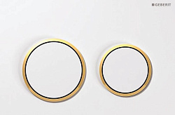 Смывная клавиша Geberit Omega20 для двойного смыва к 111.003/030/060 белый/позолота 115.085.KK.1