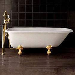 Чугунная ванна Devon&Devon Kensington 172х78хh60 см без отверстий под смеситель, ножки DECO полированная латунь