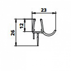 Kermi Горизонтальный полукруглый уплотнитель 26х23см., для ограждения с одной дверью (3260 гнутая)