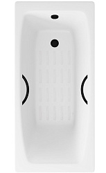 Ванна чугунная Delice Repos 150х70 с черными матовыми ручками и антискользящим покрытием DLR220507RB-AS