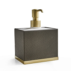 3SC Milano Дозатор для жидкого мыла, настольный, цвет: коричневая эко-кожа/золото 24к. Lucido2201
